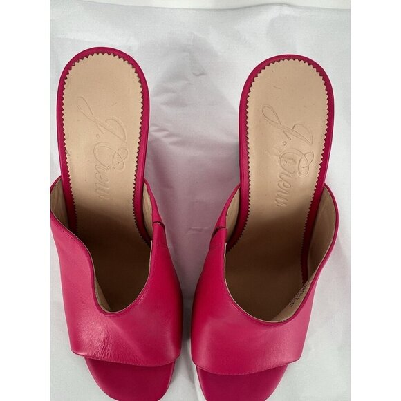 J. Crew Bianca Women’s Wedge Slide Sandals Size 10.5 Fuchsia Hot Pink Leather - Picture 9 of 13